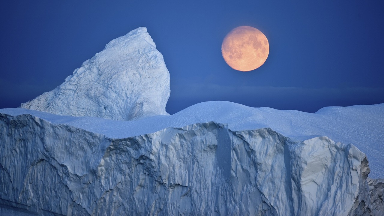 iceberg moon arctic free photo