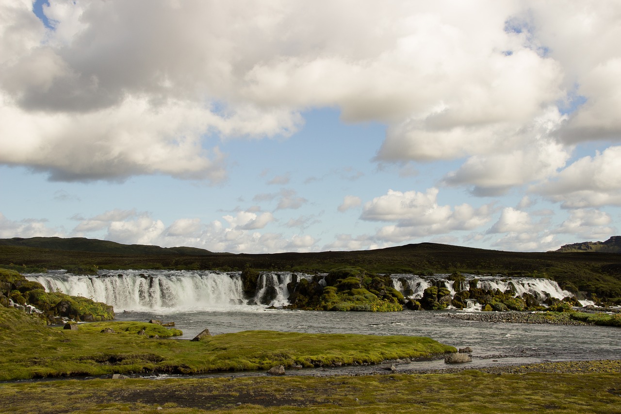 iceland waterfall green free photo