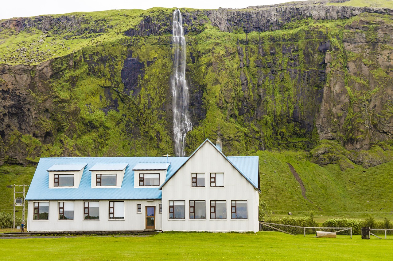 iceland waterfall moss free photo