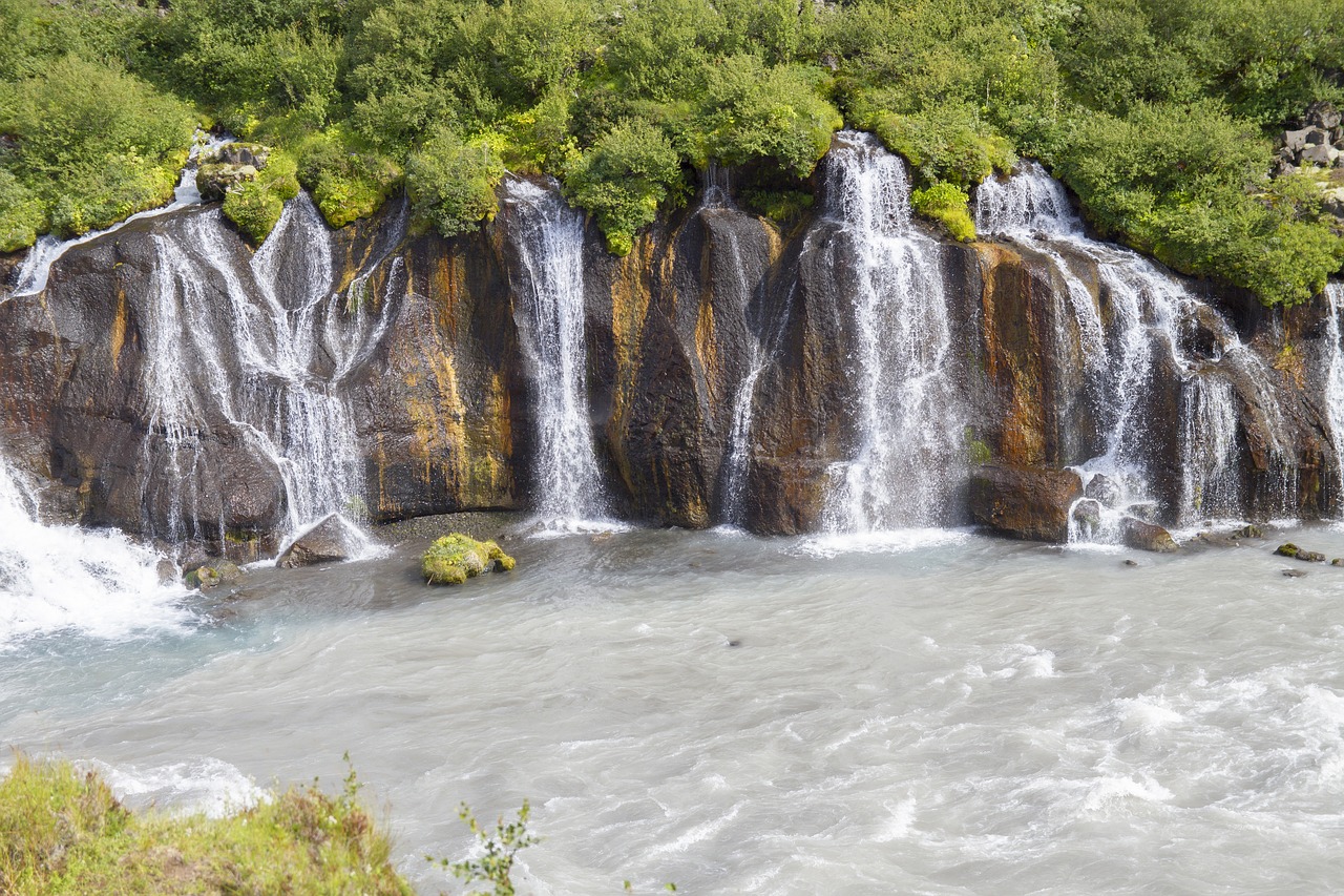 iceland waterfall hraunfossar free photo