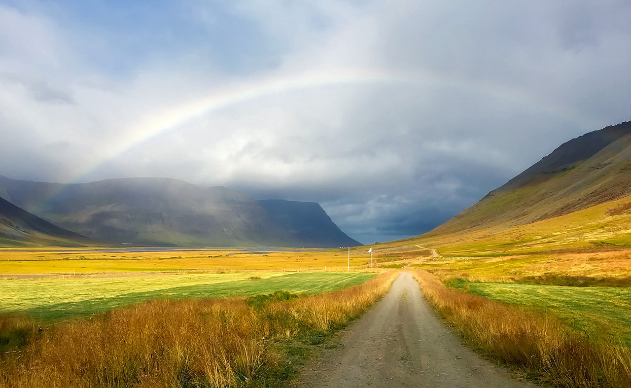 iceland rainbow sky free photo