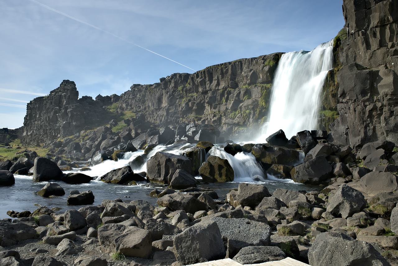 iceland waterfall rocks free photo