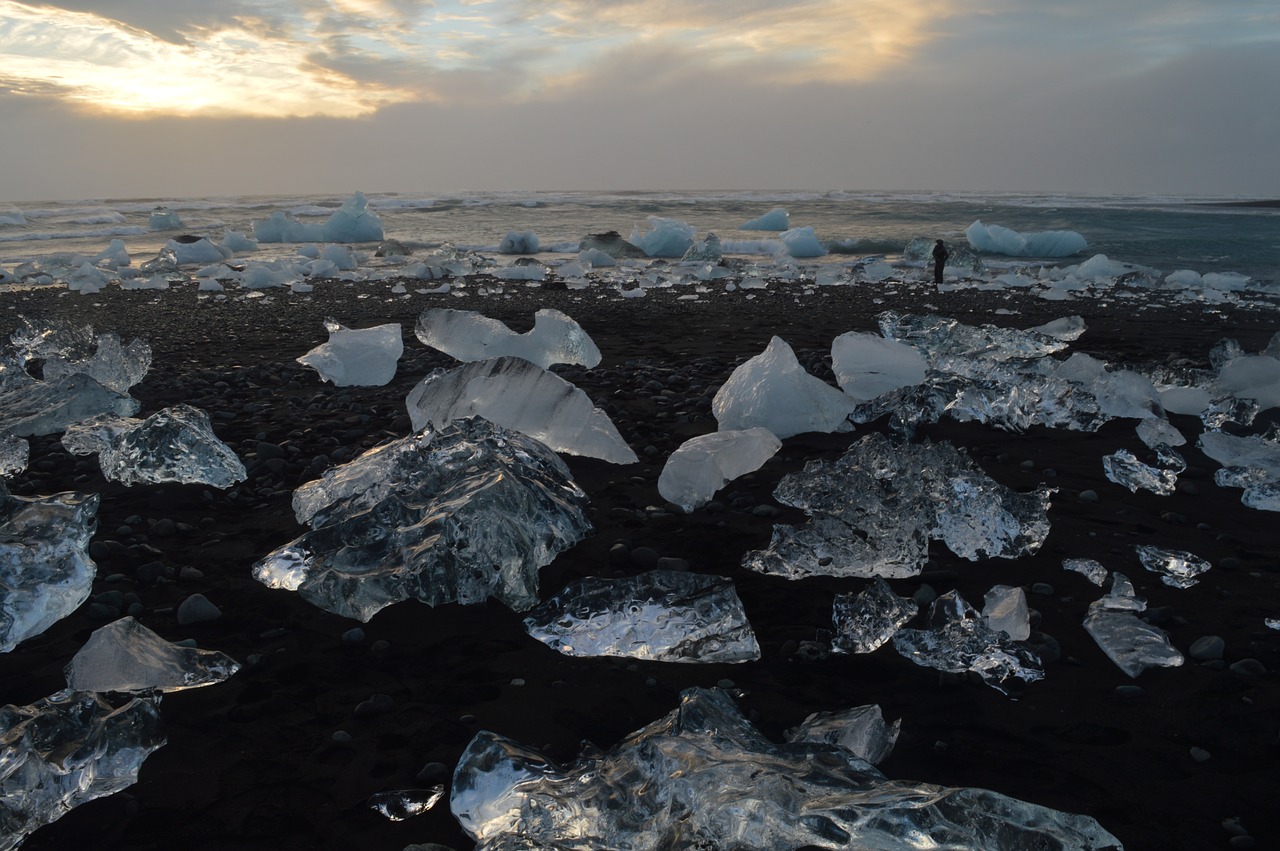 iceland black sand beach ice free photo