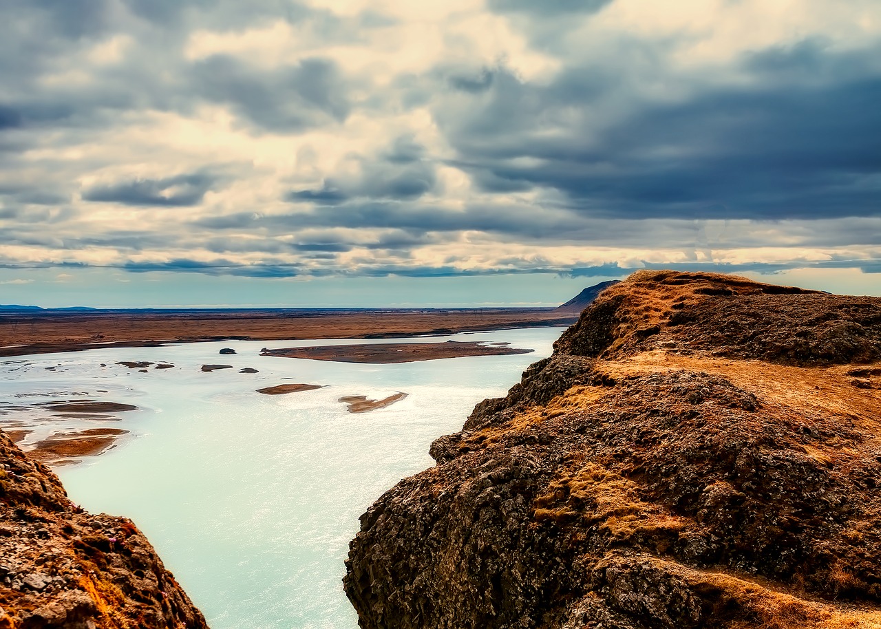 iceland river fjord free photo