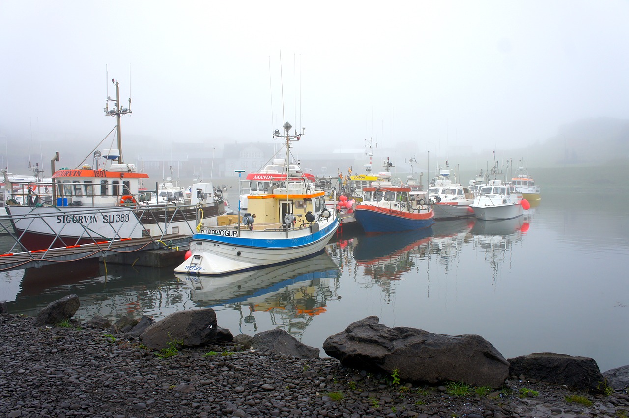 iceland port fishing vessels free photo