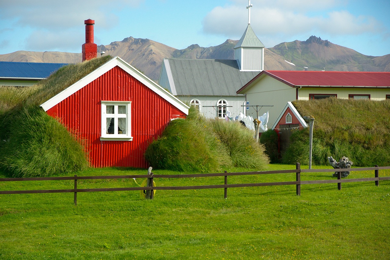 iceland church lawn free photo