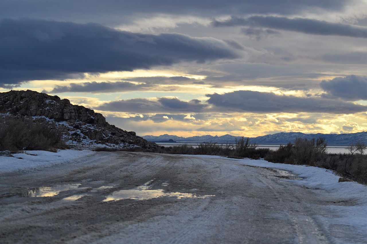 icy road mountains free photo
