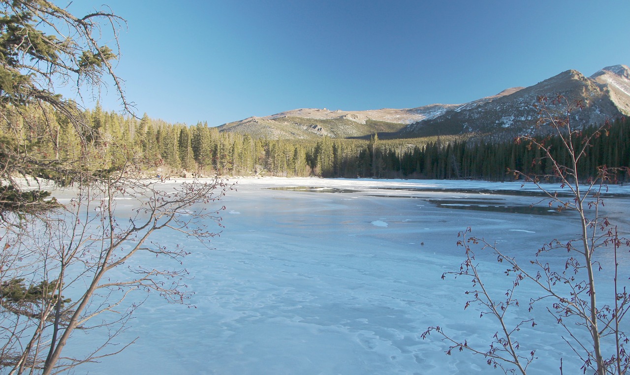 icy lake snow mountain free photo