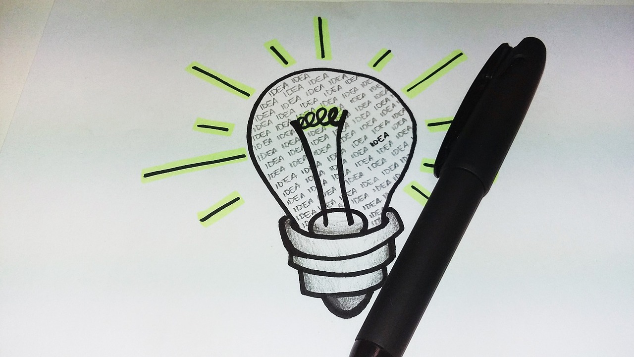 idea pen light bulb free photo
