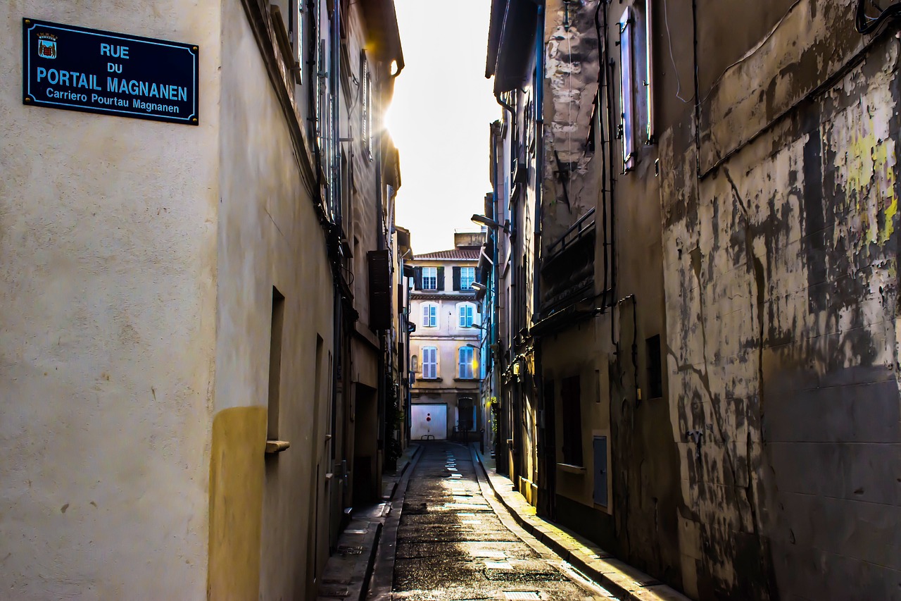 illuminated  alley  urban free photo