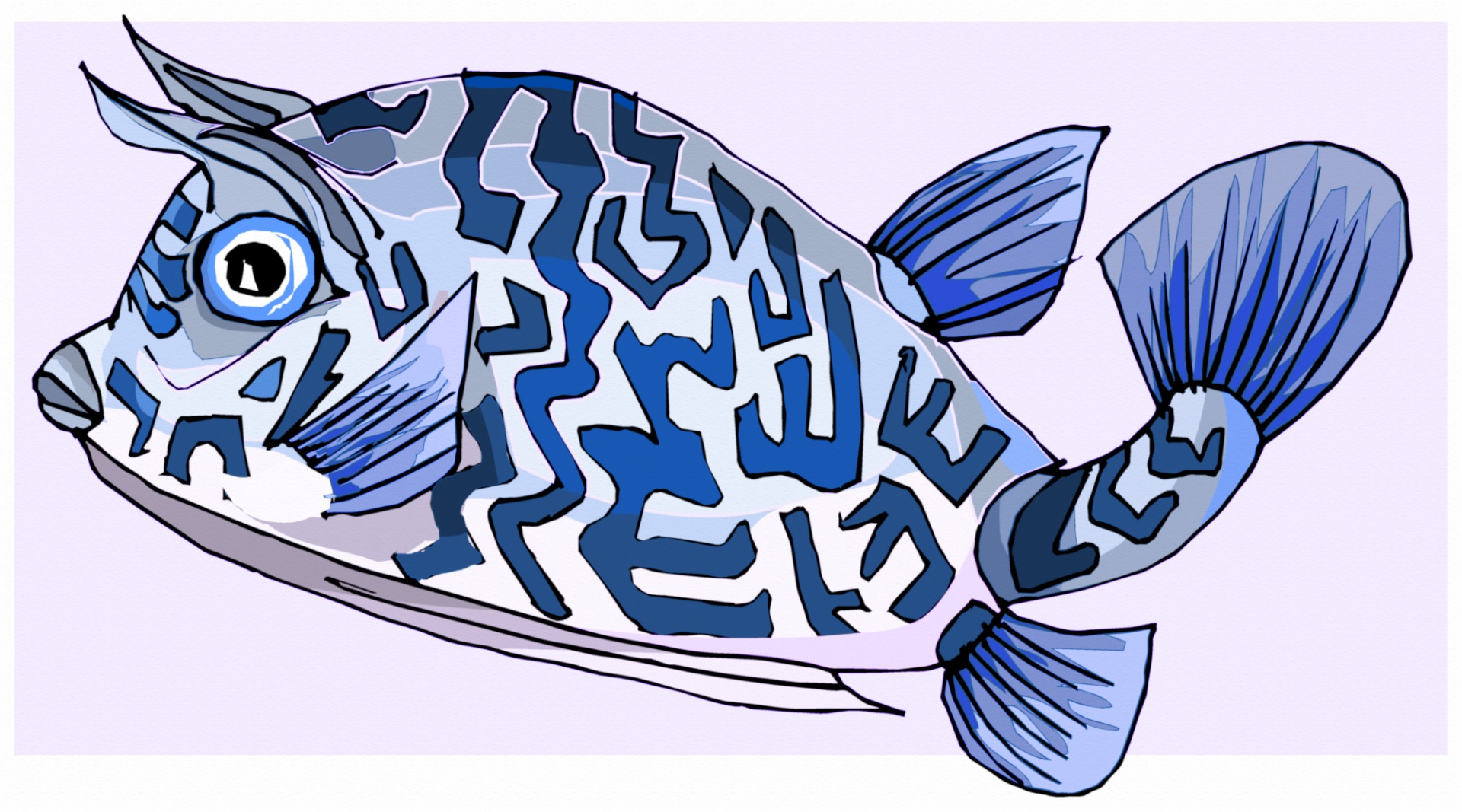 Квадратная рыба рисунок