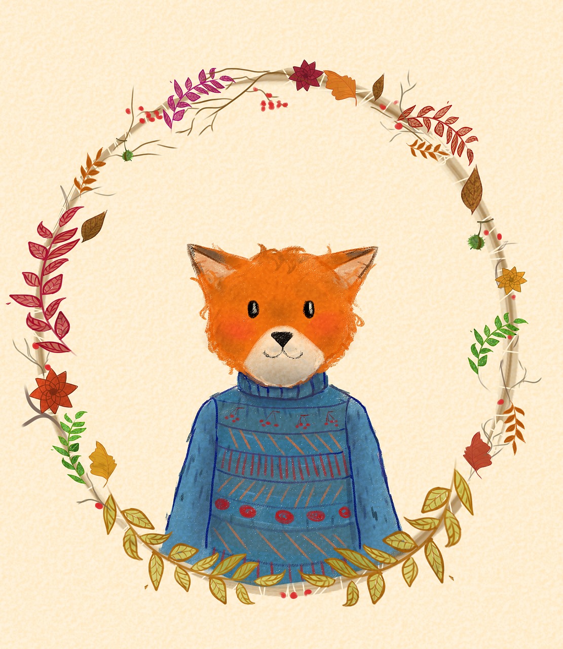 illustration fox frame free photo