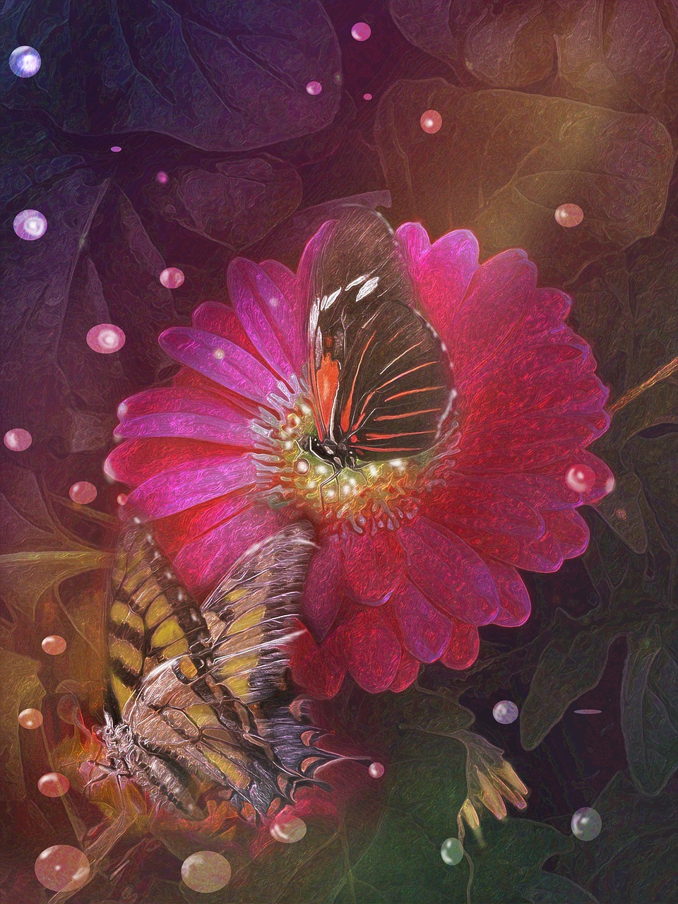 illustration  butterflies  flowers free photo