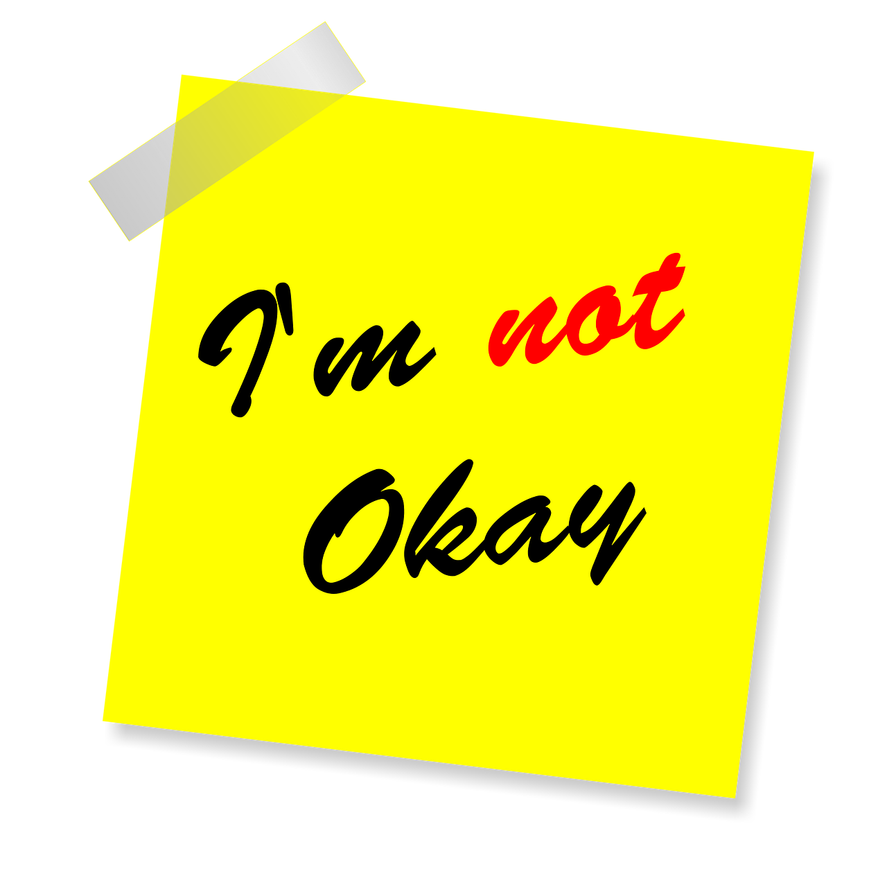 i'm not okay yellow sticker note free photo