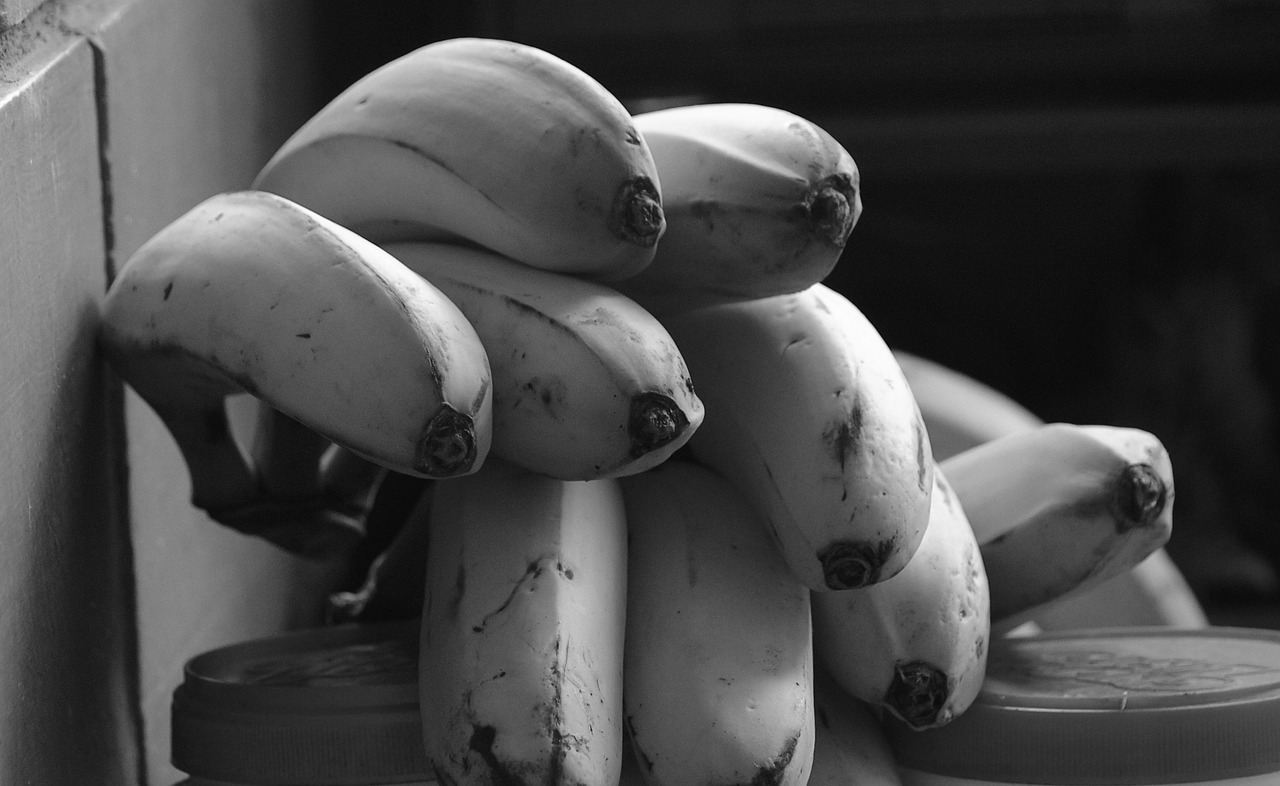 image black and white banana free photo