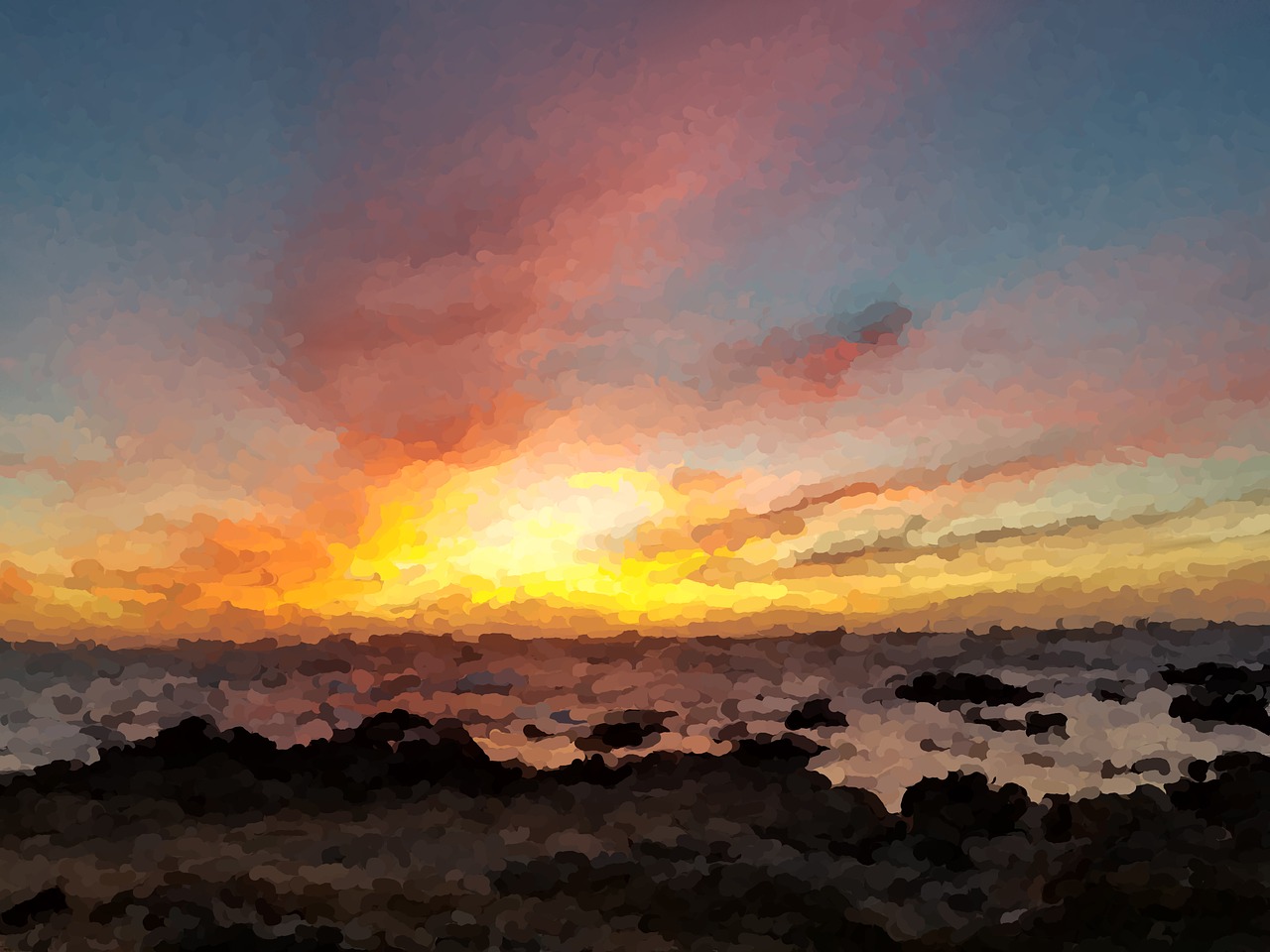 impressionist sunset chunky free photo