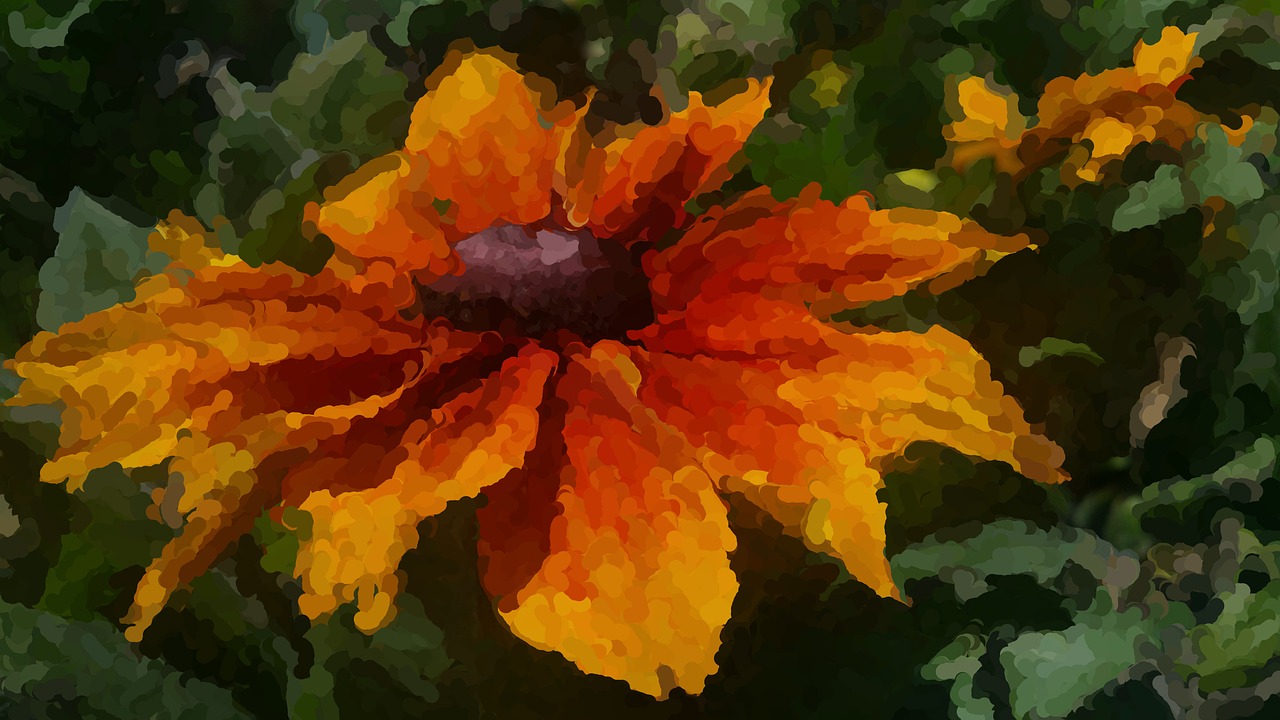 impressionist flower orange free photo