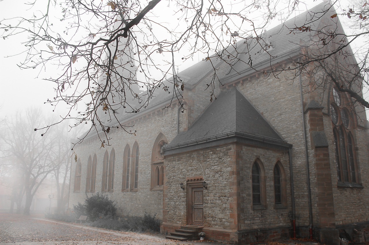 fog autumn church free photo