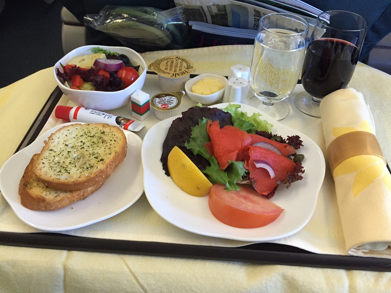 in-flight meal business-class food free photo