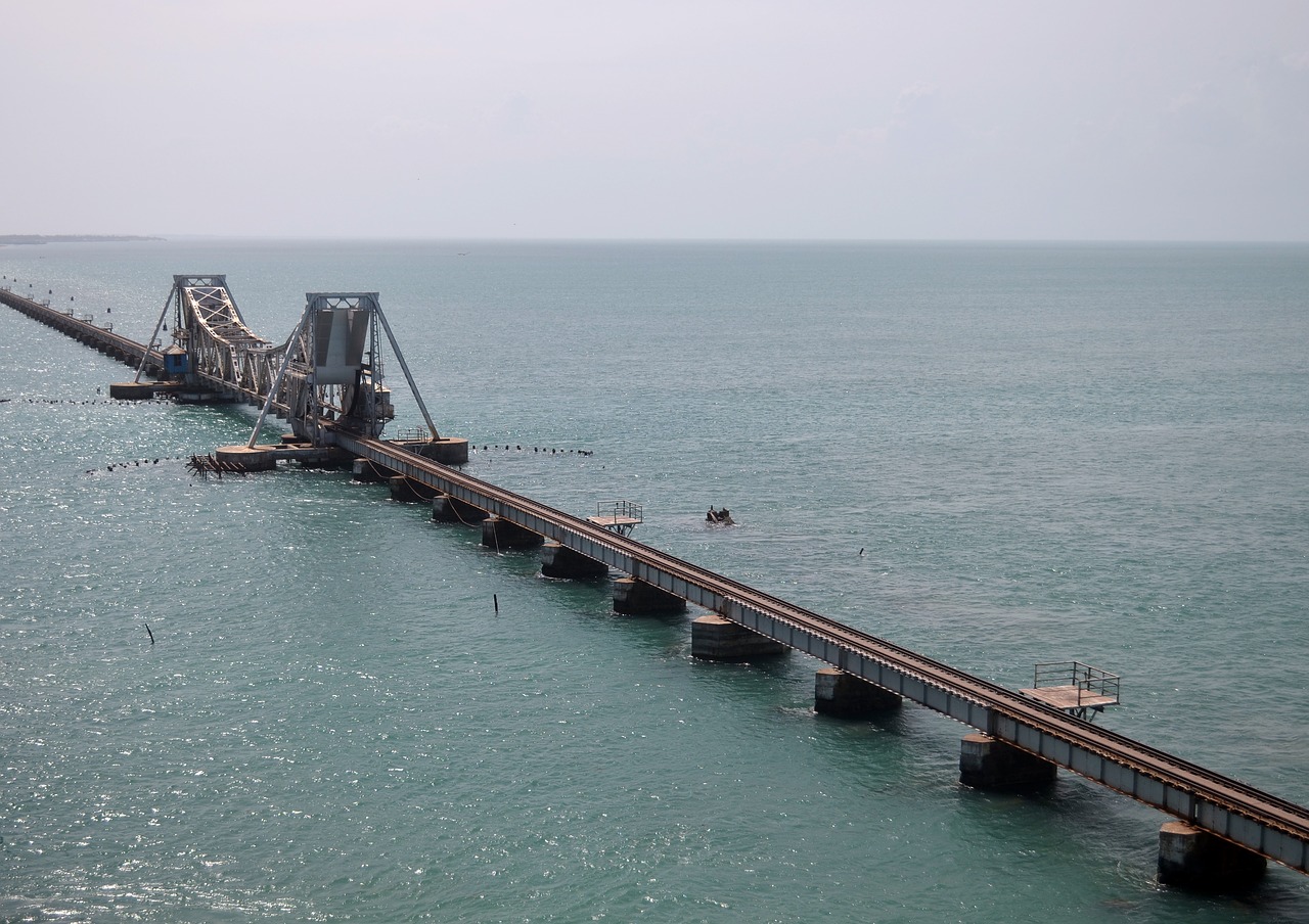 india rameshwaram railway bridge free photo