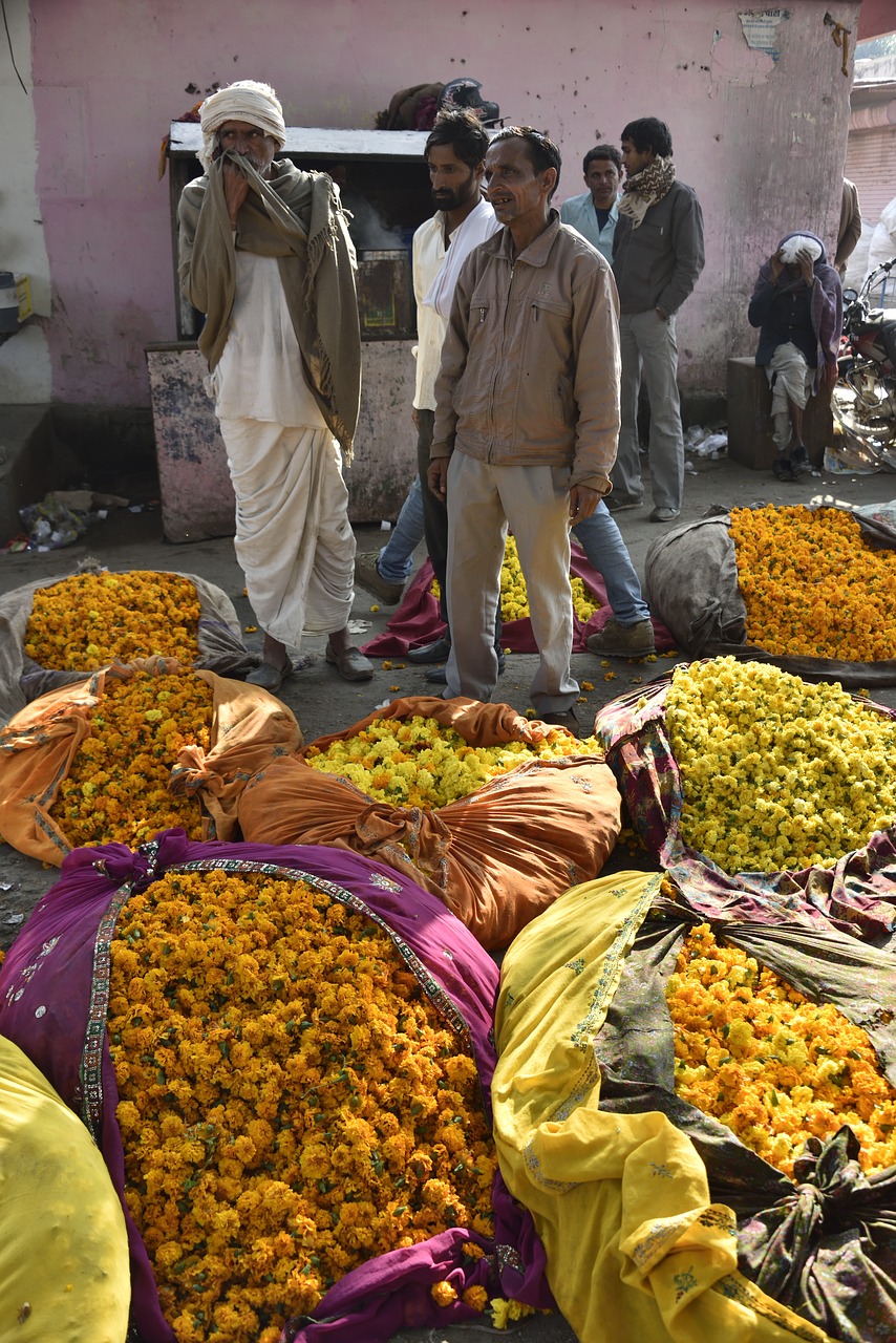 india market flowers free photo