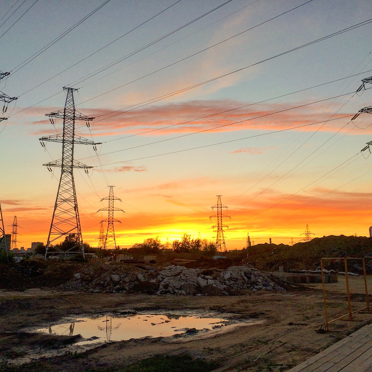 industrial construction sunset free photo