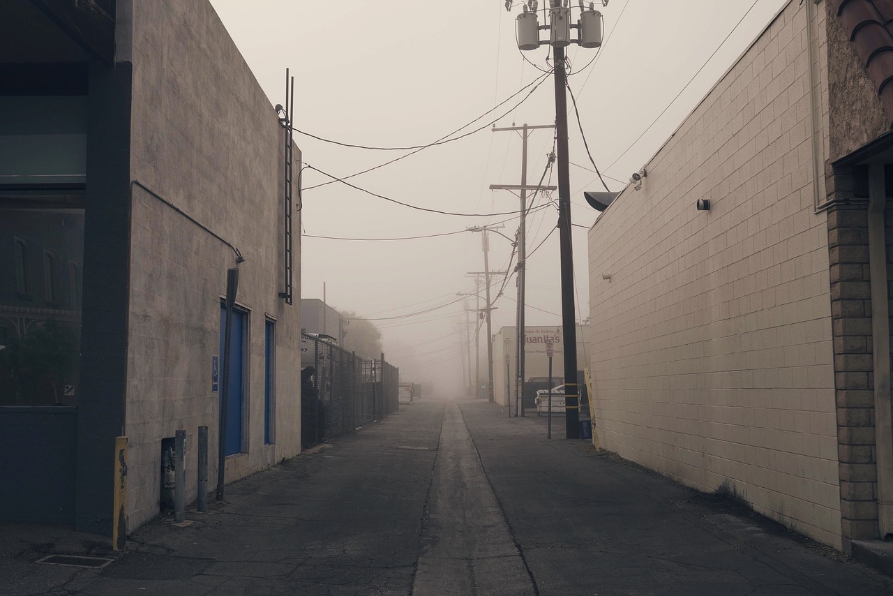 industrial alley warehouses free photo