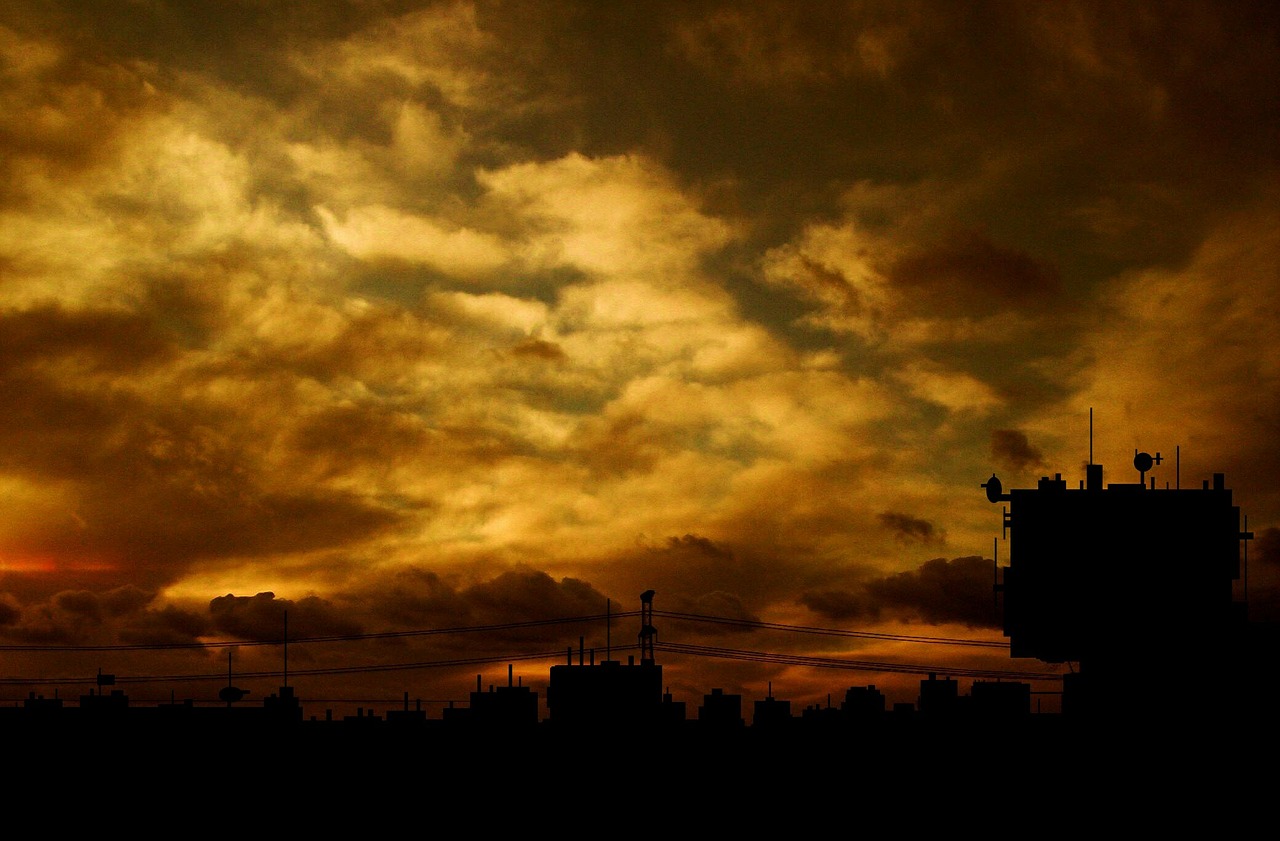 industry sunset city free photo