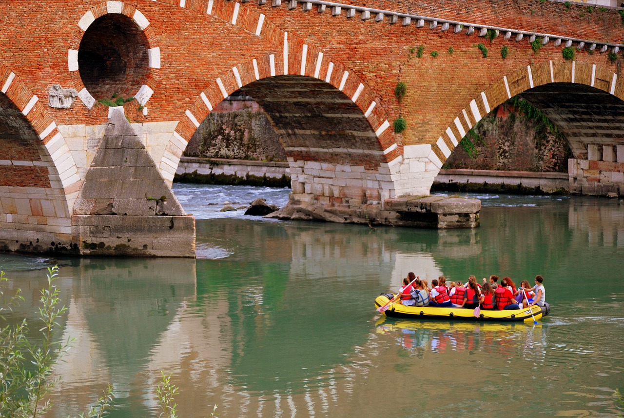 inflatable row stone bridge free photo