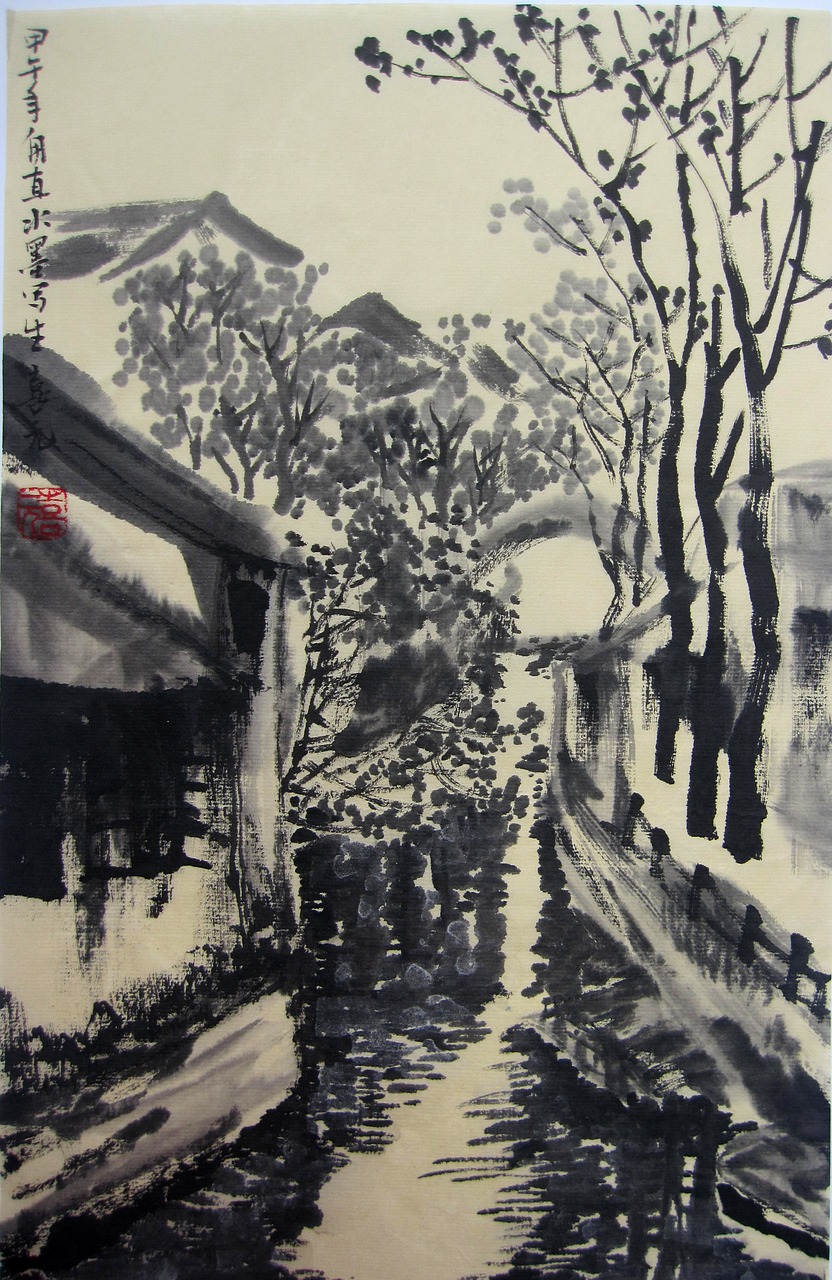 ink the scenery sketch free photo
