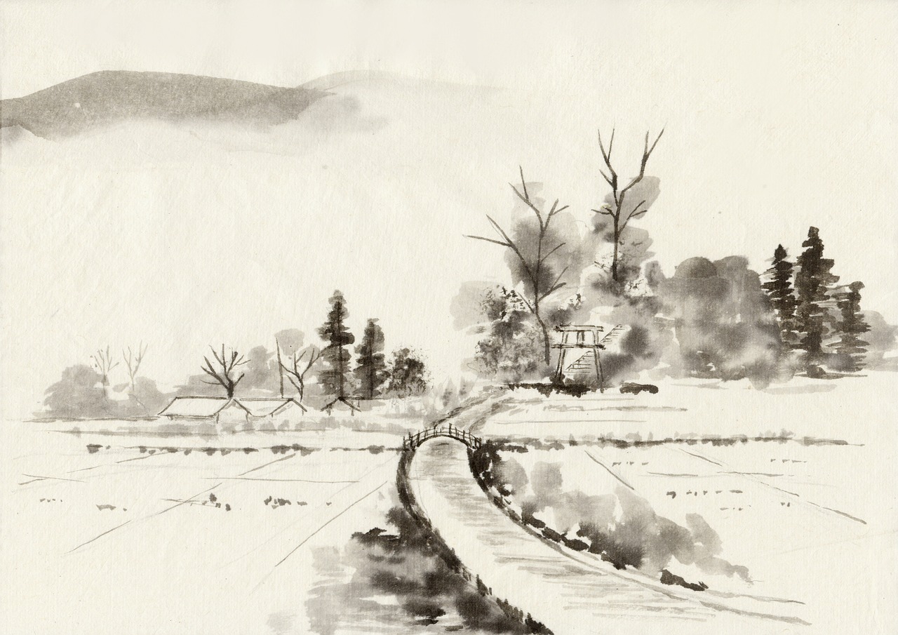 ink traditional chinese painting landscape free photo