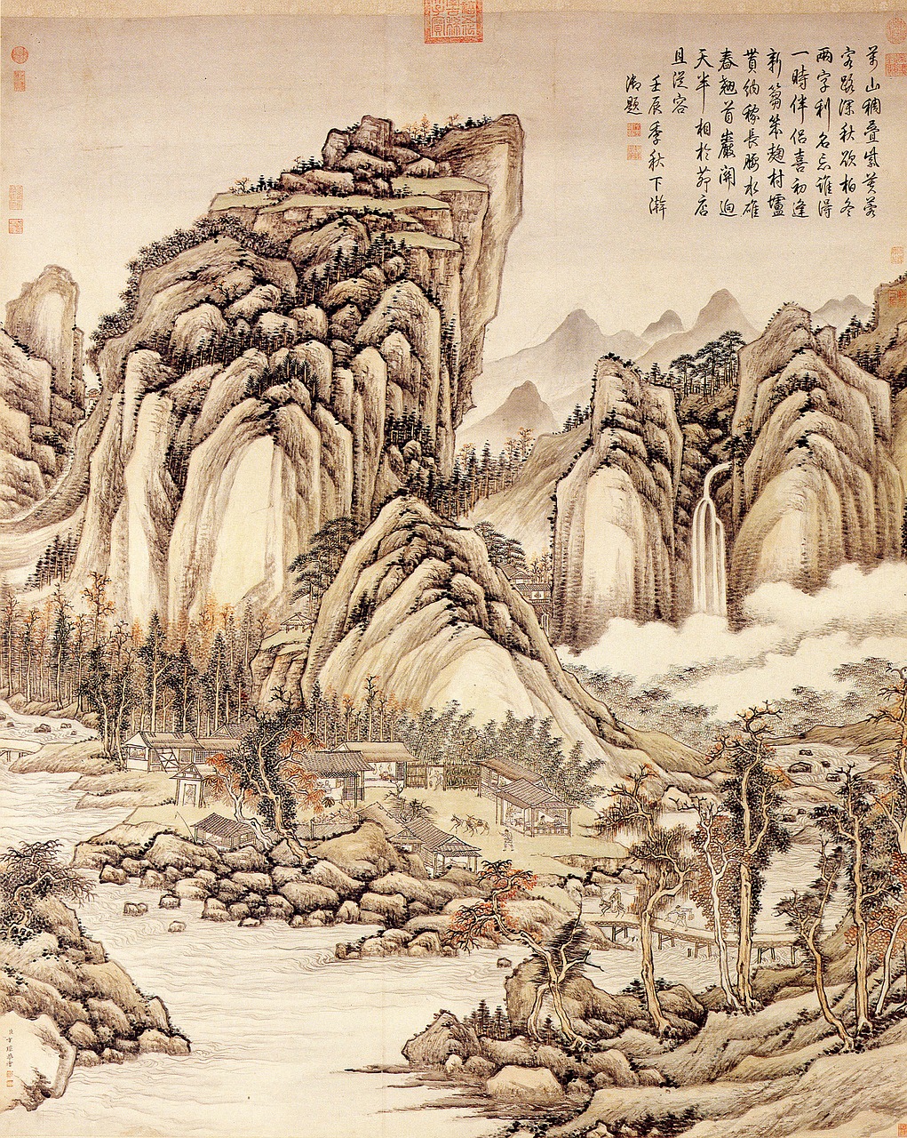 ink traditional chinese painting landscape free photo