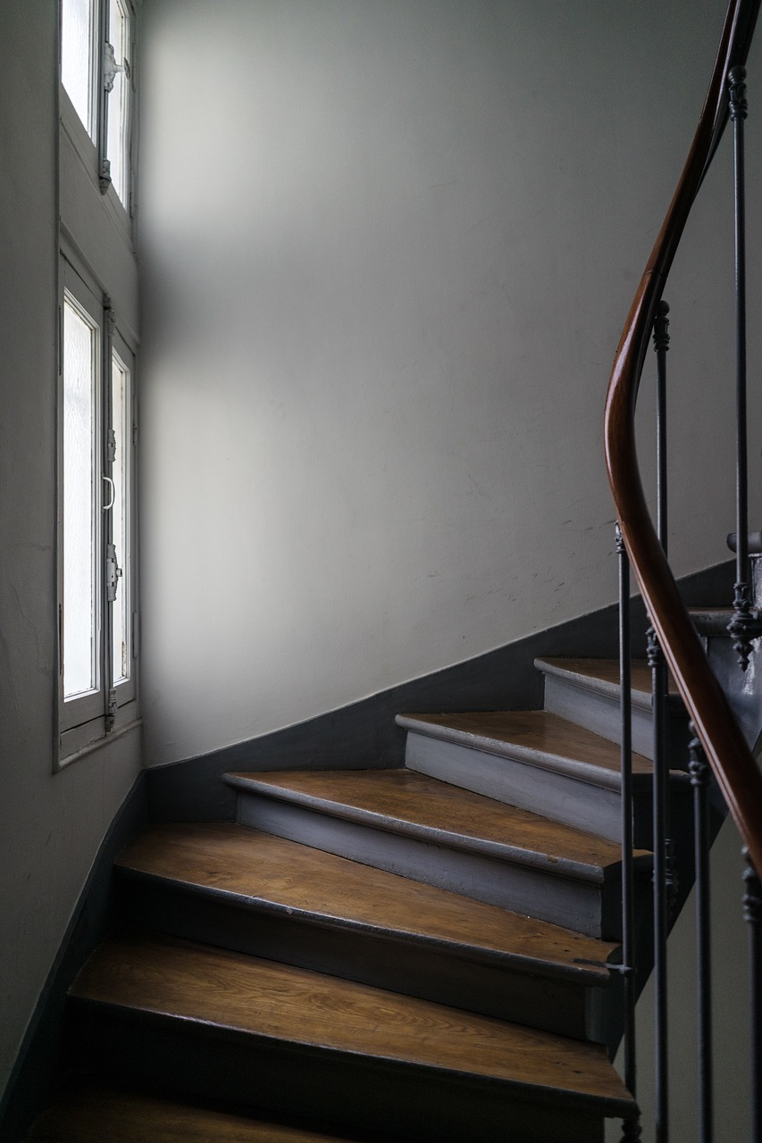 inside wooden stairs free photo