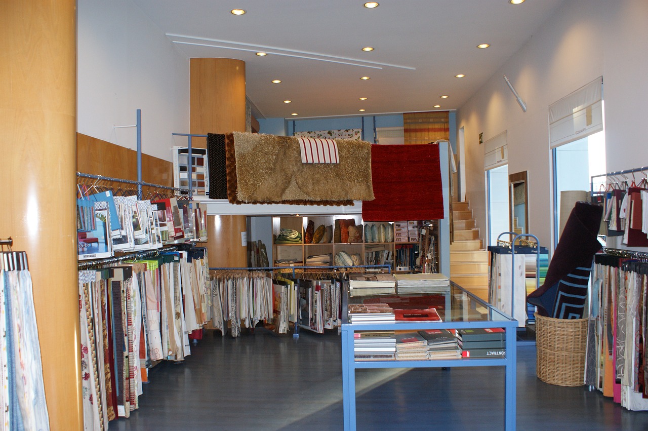 inside shop fabrics free photo