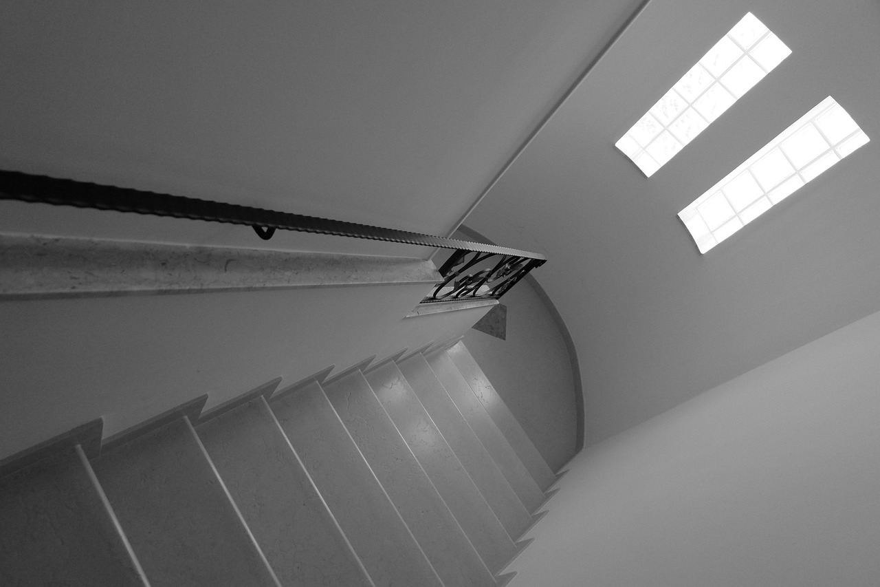 inside home stairs white black free photo