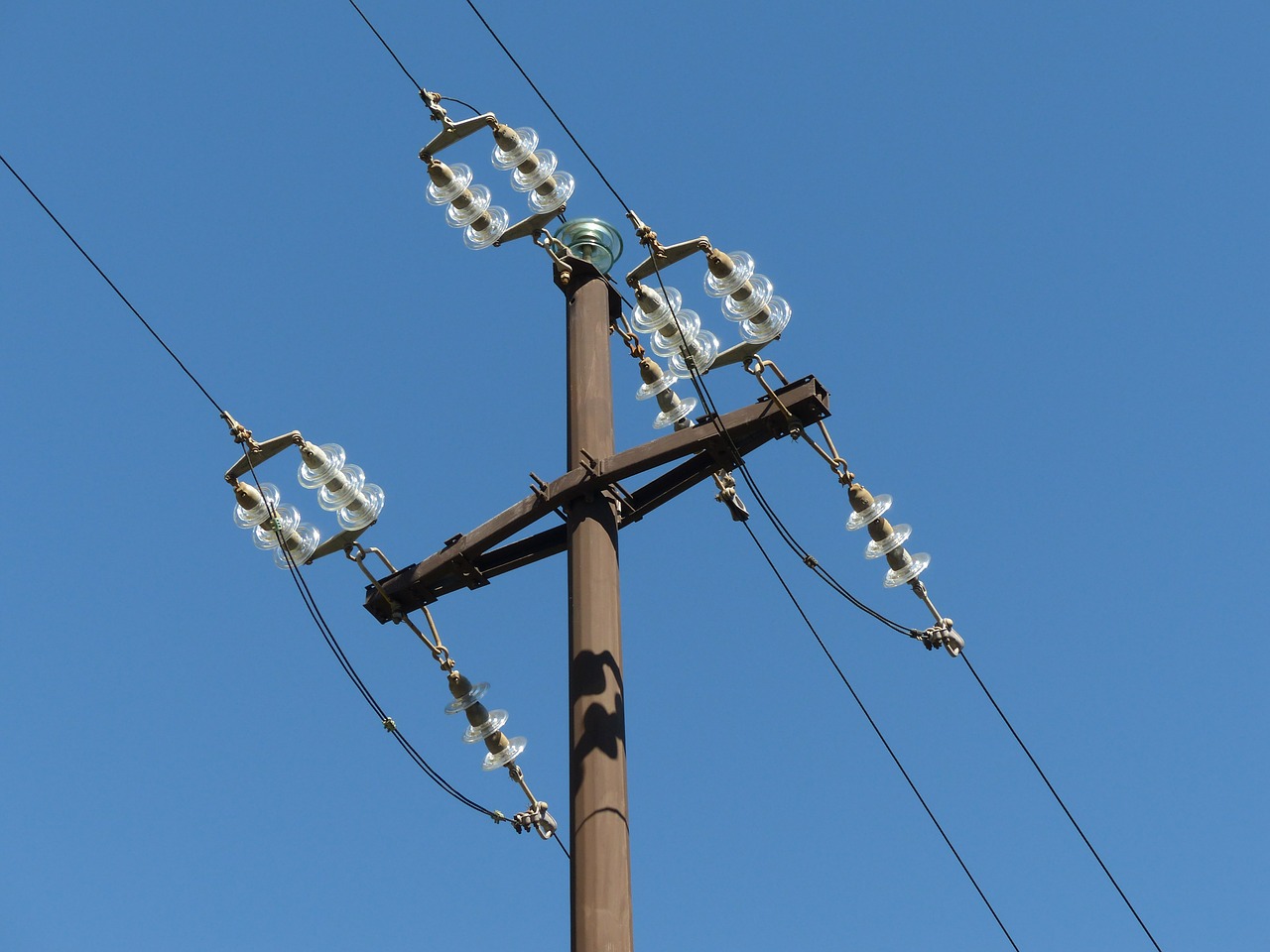 insulators overhead line electricity pylon free photo