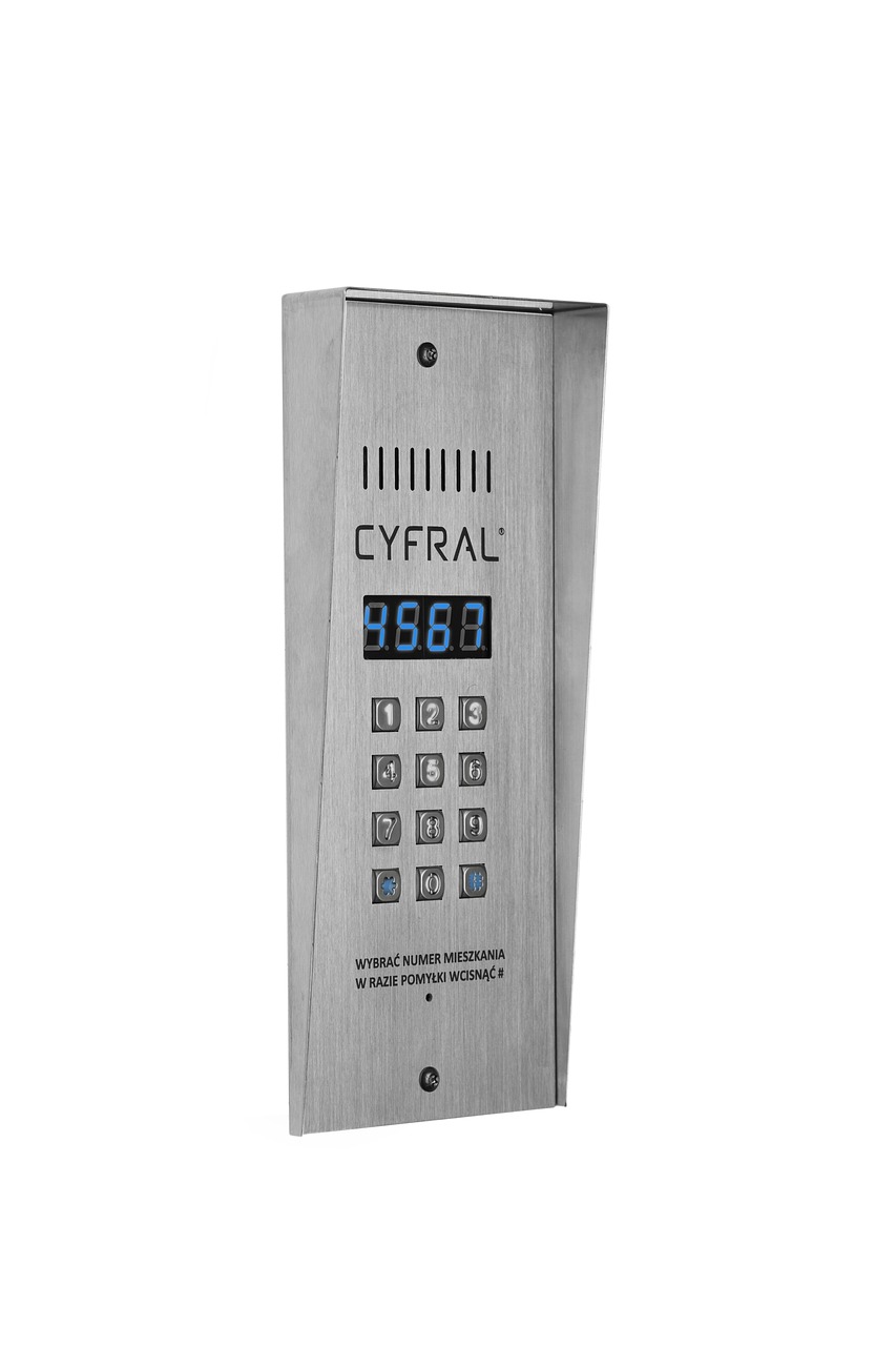 intercom stainless steel blue display free photo