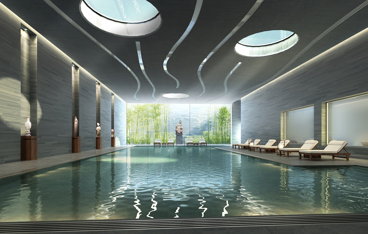 interior swimming pool rendering free photo