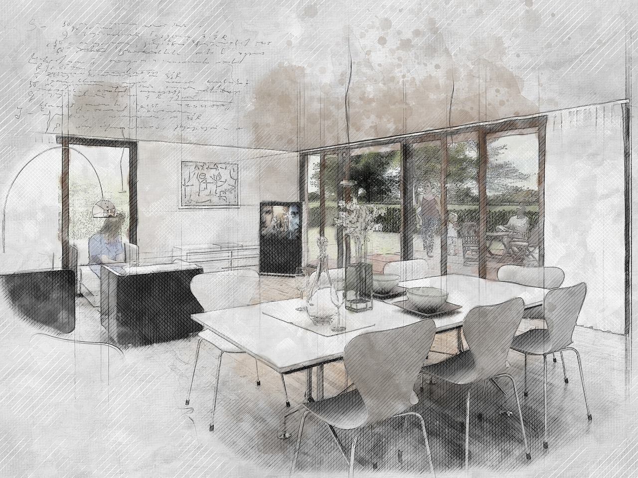 interior sketch design free photo