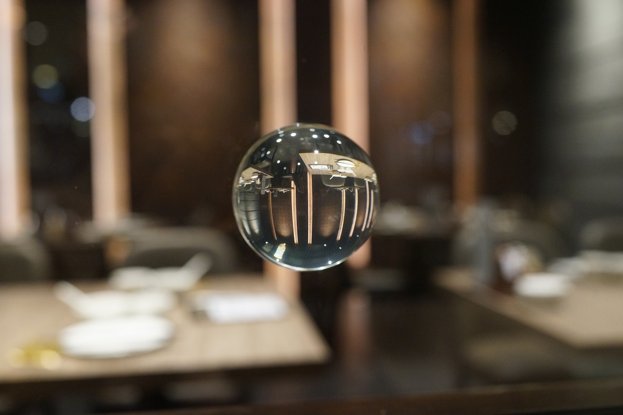interior restaurant suspended glass balls free photo