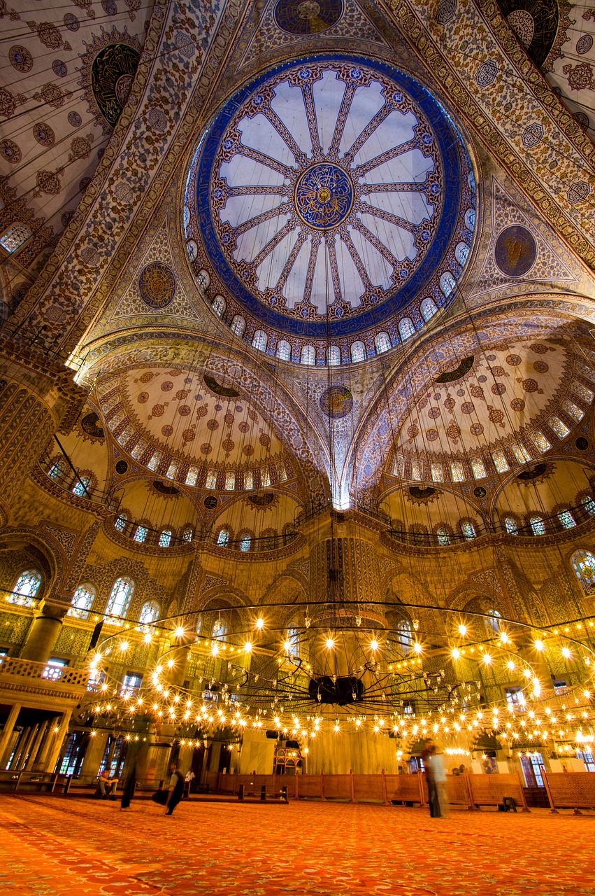 interior  light up  mosque free photo