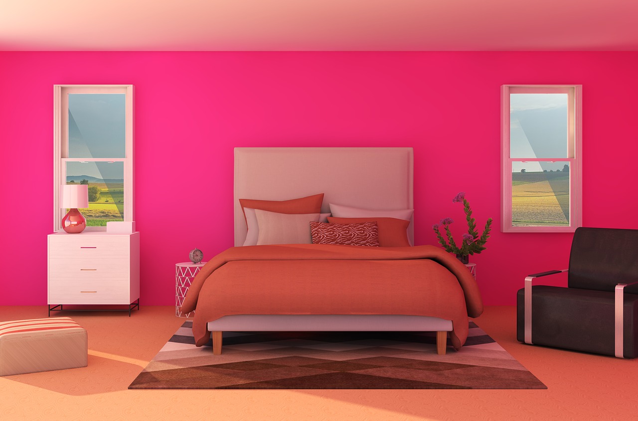 interior  bed  pink free photo