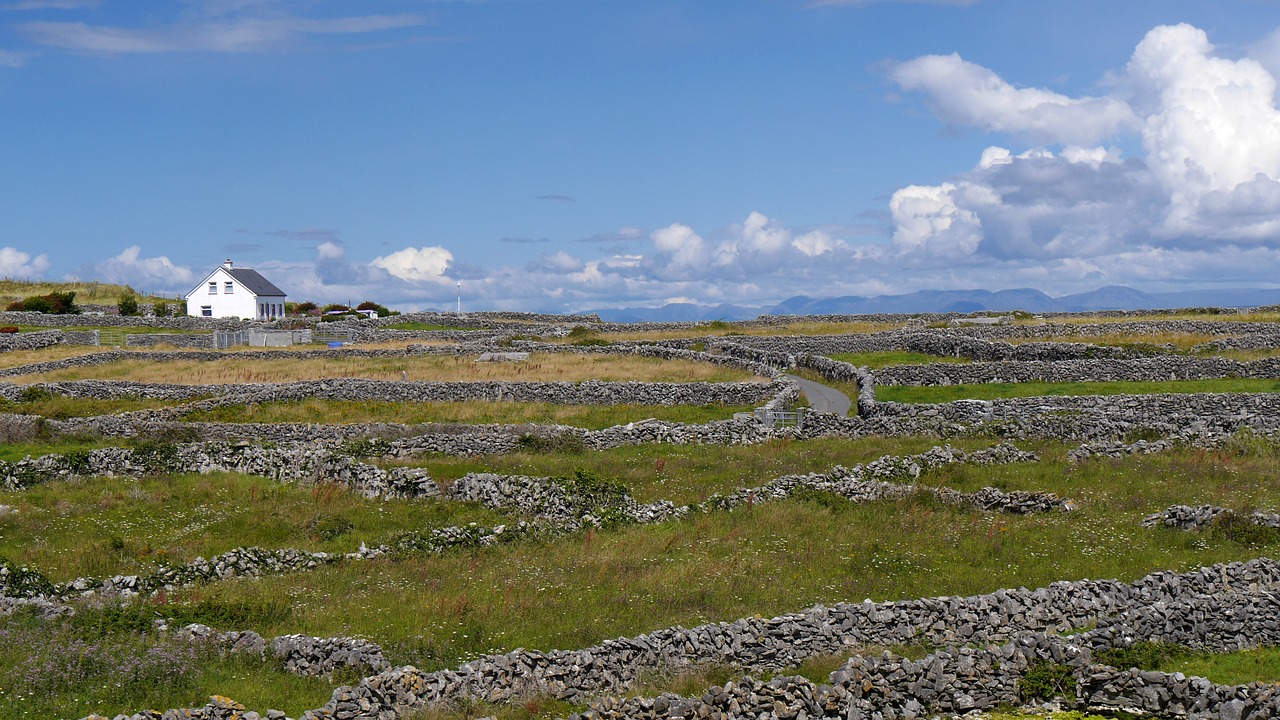 ireland stone walls landscape free photo