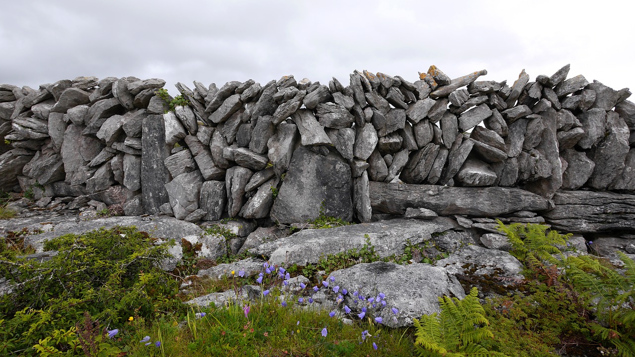 ireland stone wall stacked free photo