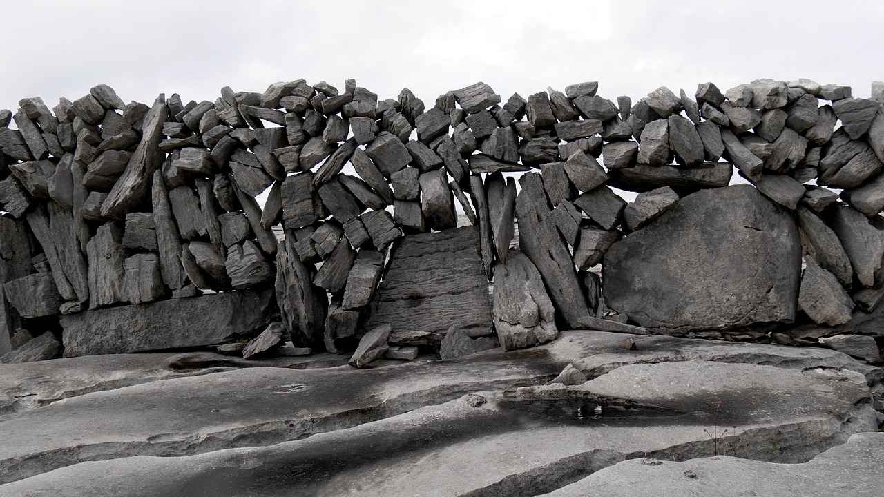ireland stone wall stacked free photo