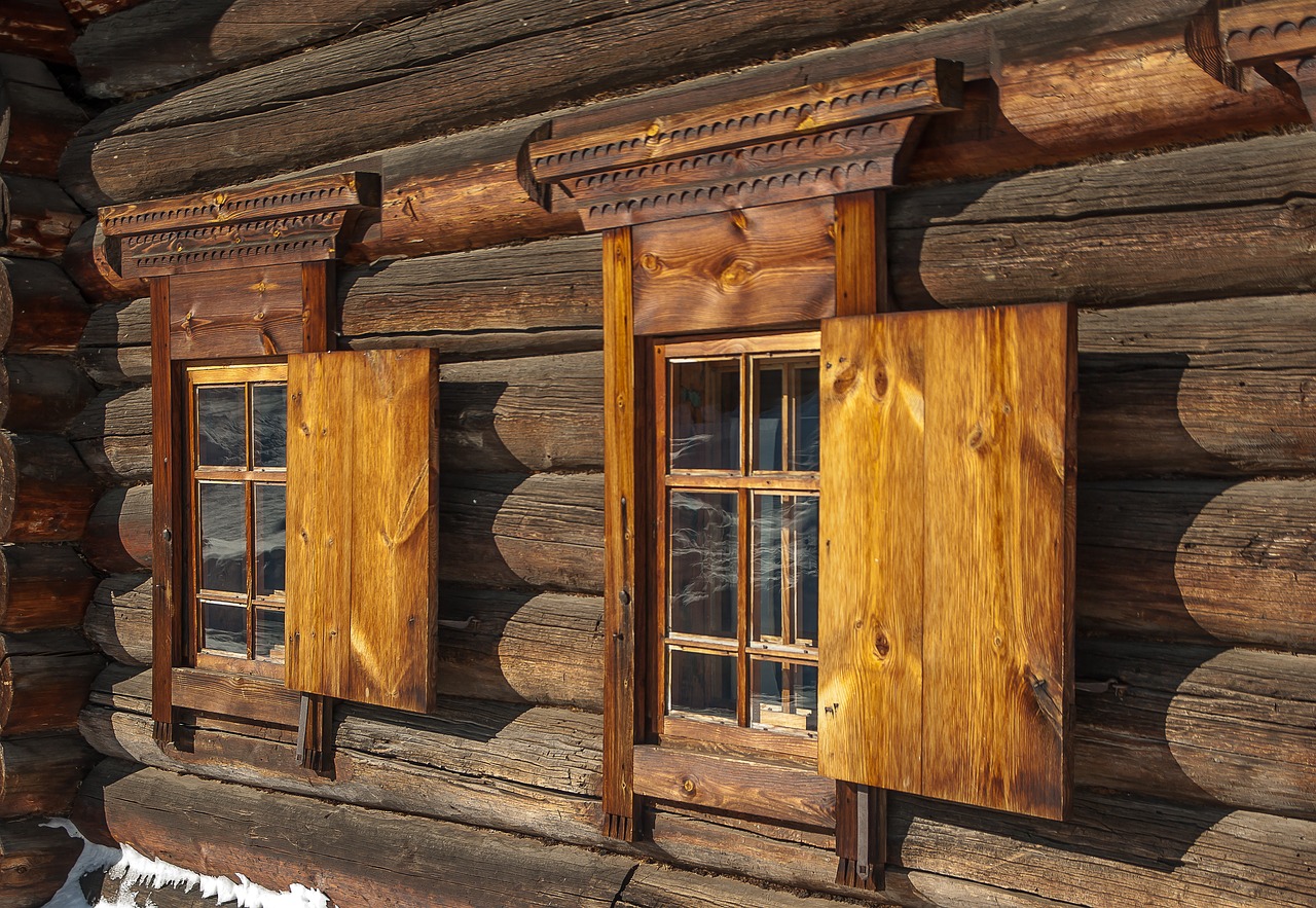irkutsk wooden house shutters free photo