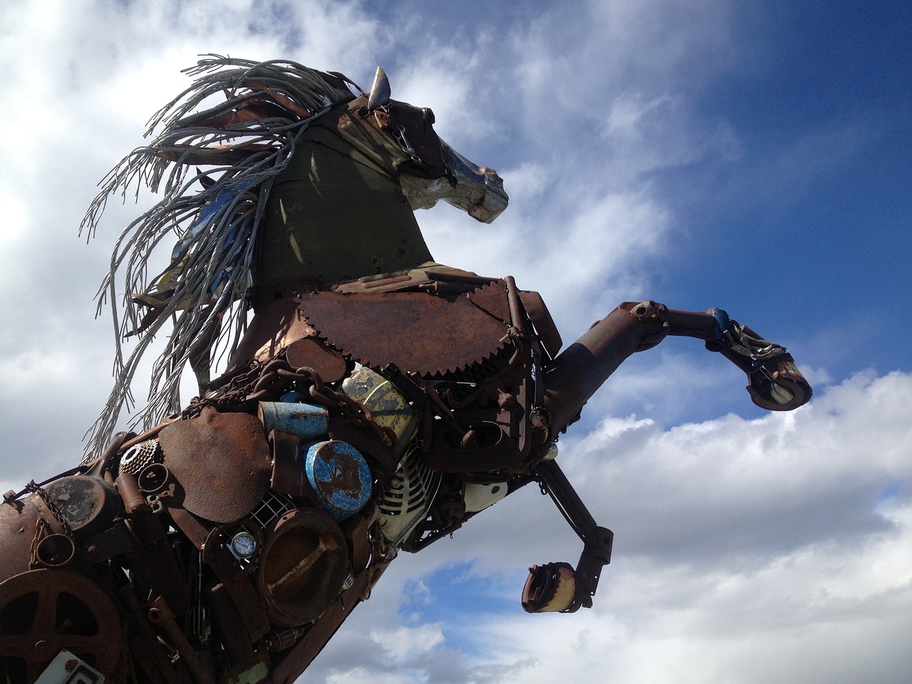 iron horse scrap metal art free photo