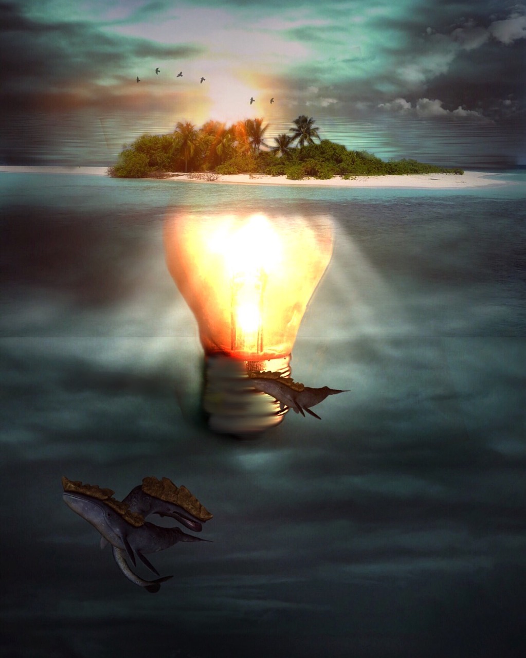 island light bulb water free photo