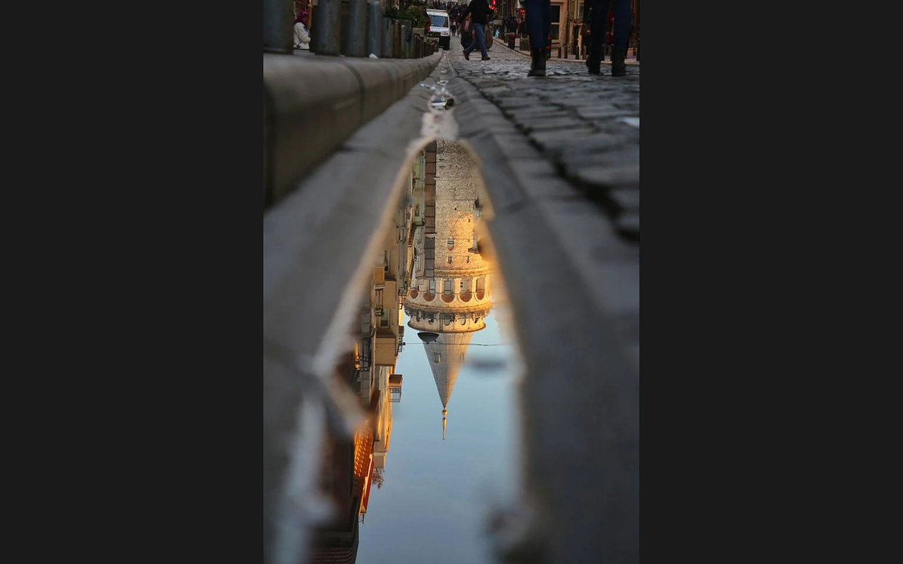 istanbul puddle galata free photo