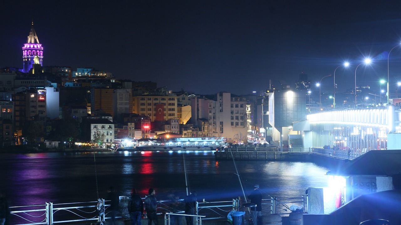 istanbul night light landscape free photo